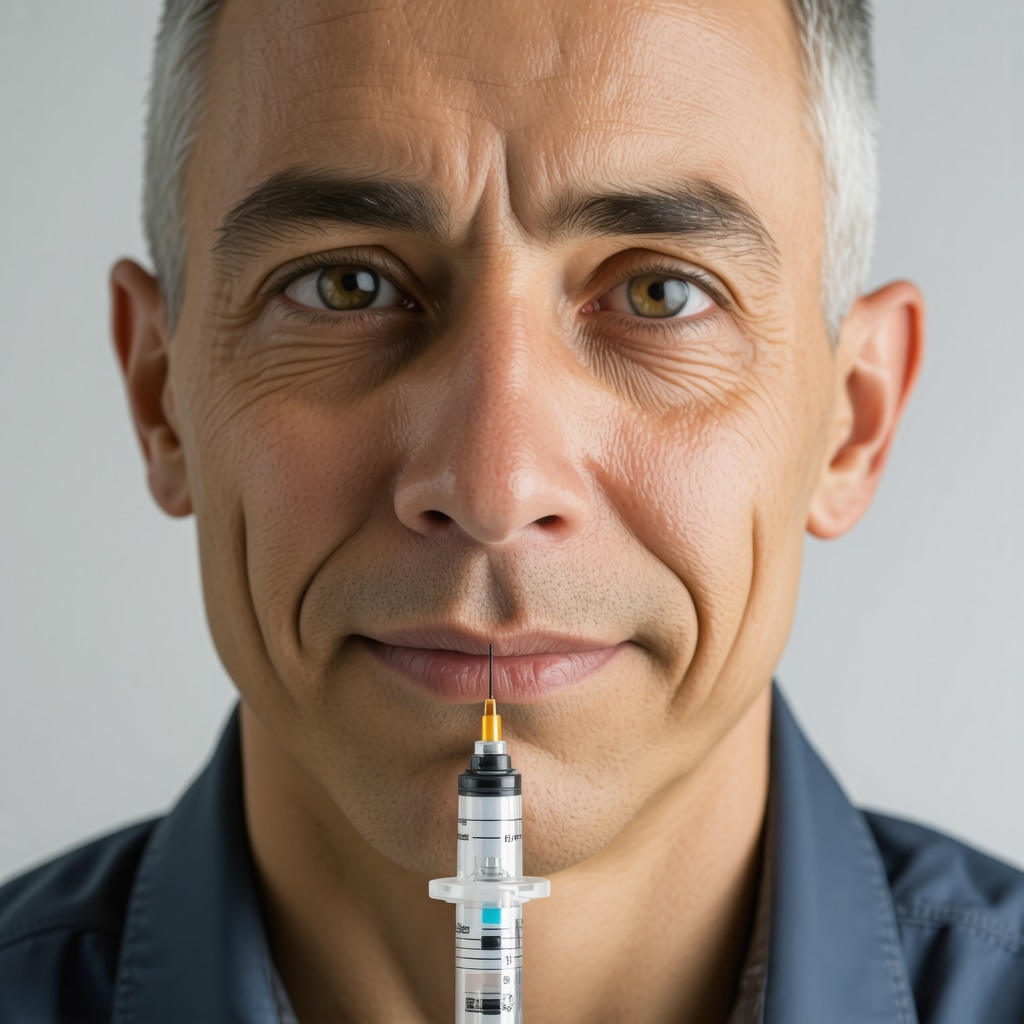 Close-up of an advanced auto-injector device with adjustable settings and feedback indicators for optimal injection.