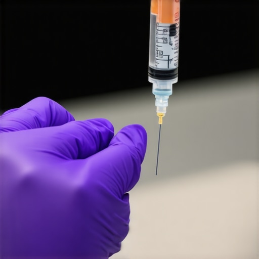 Person carefully preparing an injection with proper technique.