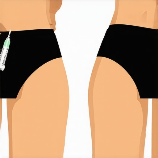Diagram showing correct injection sites and angles for weight loss injections.