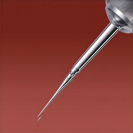 A highly detailed image of a nanostructured, ultra-fine injection needle designed to minimize tissue trauma.