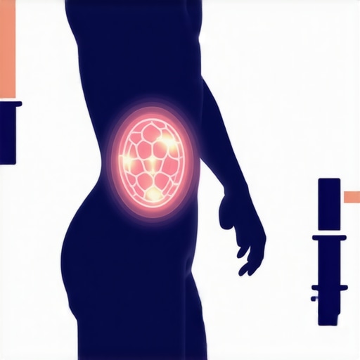 Person rotating injection sites on abdomen, thigh, and arm to prevent tissue damage
