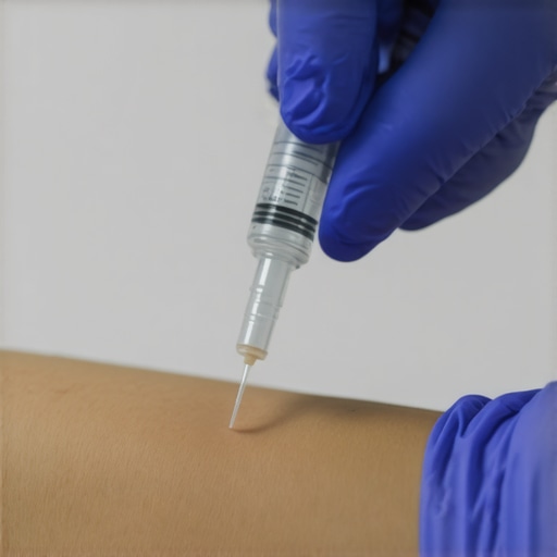 Healthcare professional using ultrasound device to guide injection for weight loss treatment