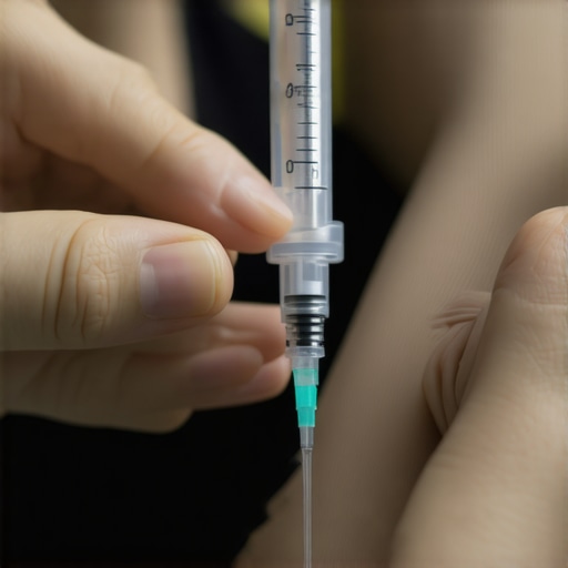 Healthcare professional using ultrasound device to guide injection for weight management