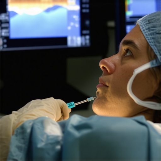 Medical professional performing ultrasound-guided injection for weight loss with precision