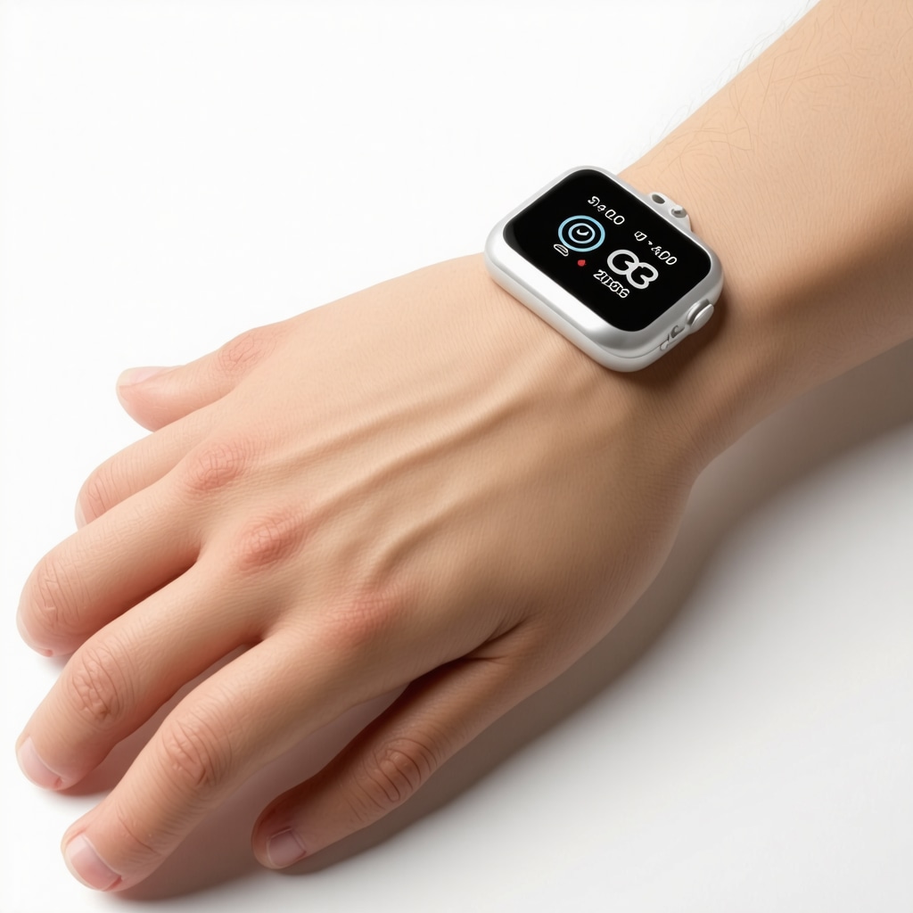 Close-up of wearable biosensors monitoring blood glucose and hormone levels in real-time