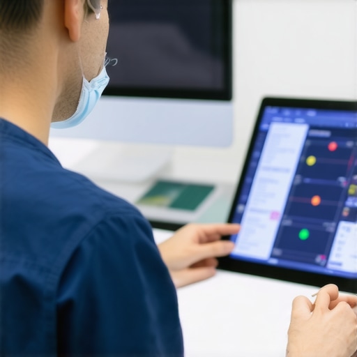 Doctor reviewing wearable sensor data for Tirzepatide patient, emphasizing personalized safety management.