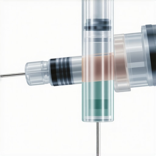 Illustration of advanced needle and device technology designed for painless injections in weight loss treatments