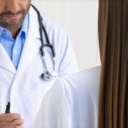 Doctor discussing extended GLP-1 medication management with patient in clinic.