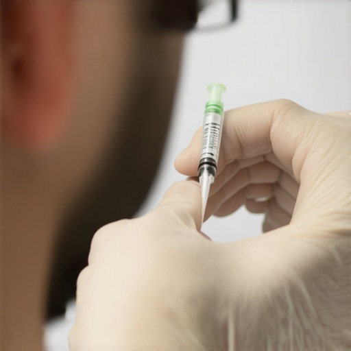 Healthcare professional demonstrating proper injection technique