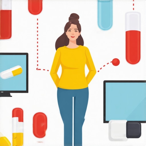 Illustration of a person surrounded by icons representing medication, wearable devices, and psychological support for weight management.