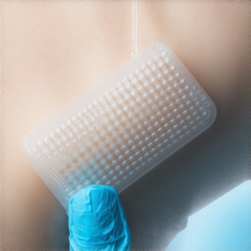 A person applying a microneedle patch on their skin, showcasing new injection alternatives