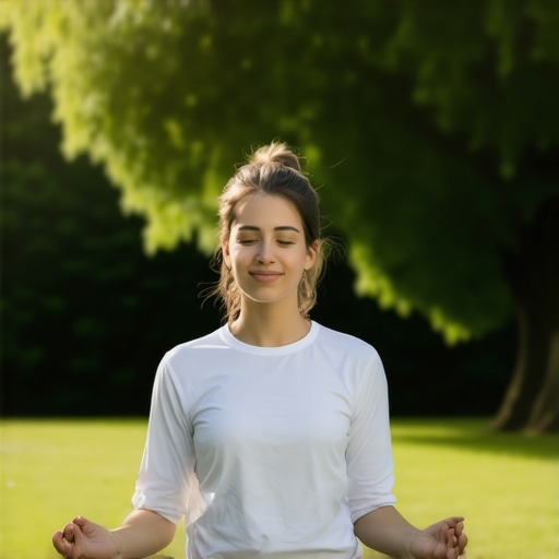 Person meditating outdoors to improve psychological resilience for weight management