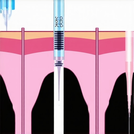 Diagram showing correct injection angle, depth, and site rotation for subcutaneous medication delivery.