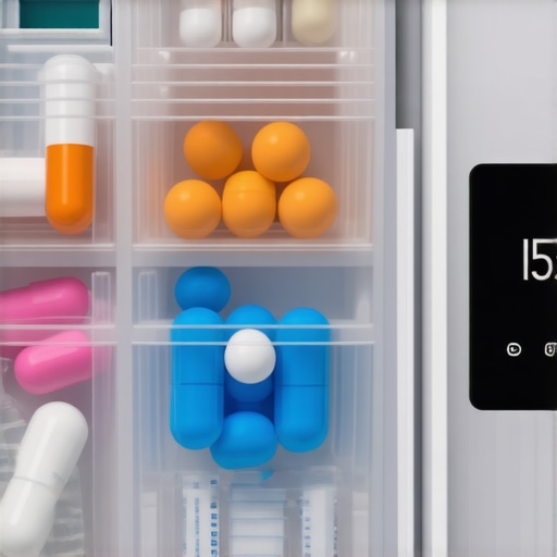 Medication storage container with temperature control and organized syringes