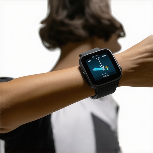 Person wearing health device tracking glucose and activity levels during weight loss journey