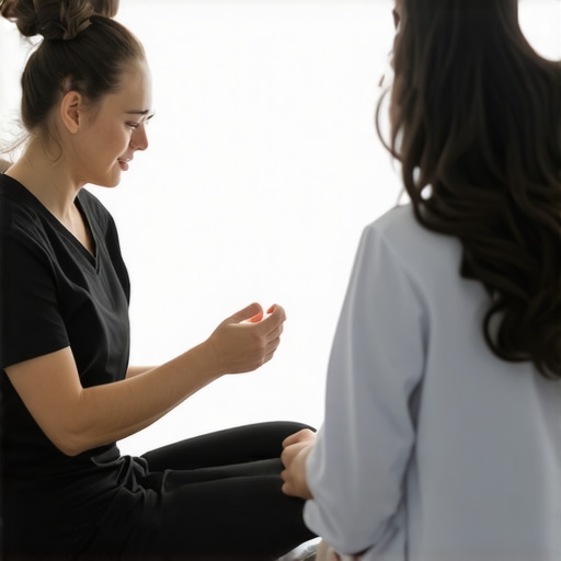 Doctor discussing injectable weight loss options with a patient in a clinic.