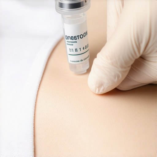 Doctor applying warm compress to patient's skin to reduce injection pain