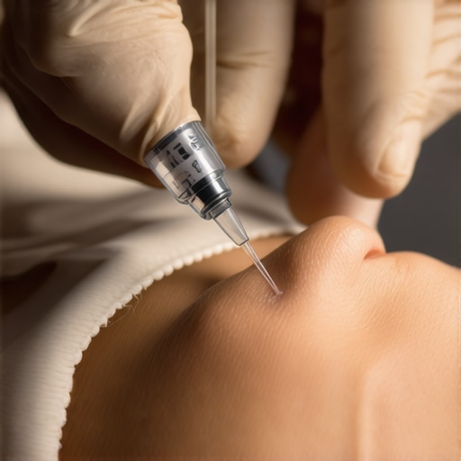 Healthcare professional demonstrating injection techniques with ultrafine needles.