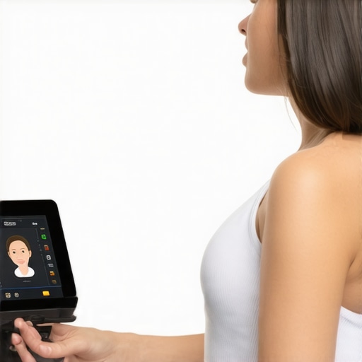 Future of Weight Loss Technology Futuristic biometric device monitoring health parameters for weight management