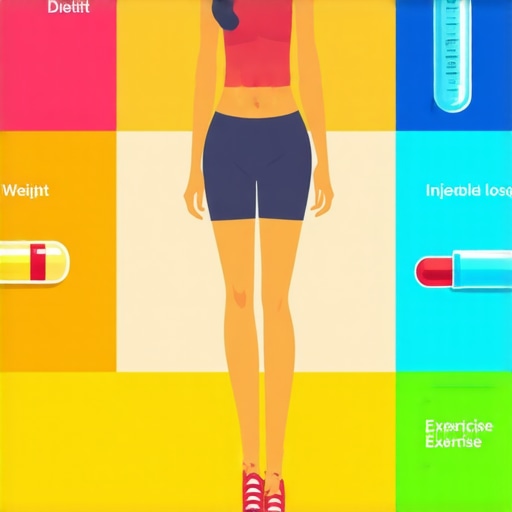 Diagram illustrating the synergy of injectable medications with lifestyle interventions for weight management.