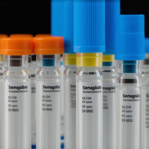 Lab with vials of Semaglutide and healthcare workers